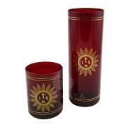 vaso de cristal rojo