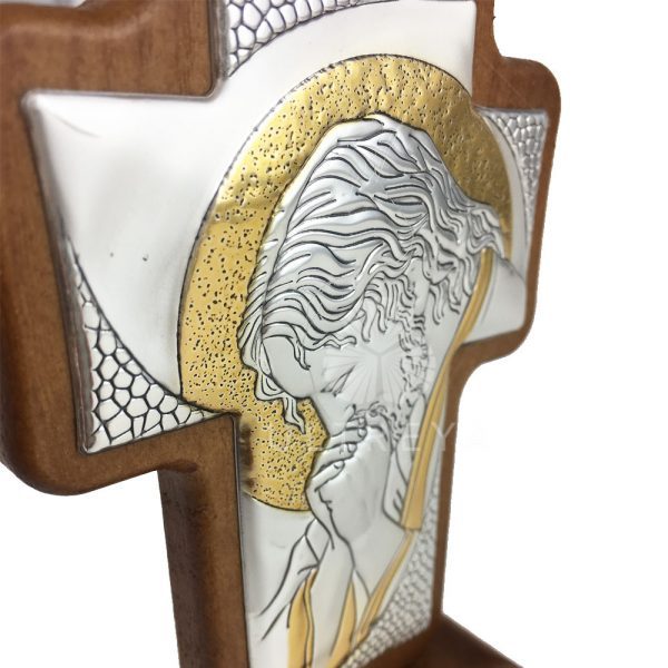 CRUZ MADERA PLATA JESUS - Imagen 3