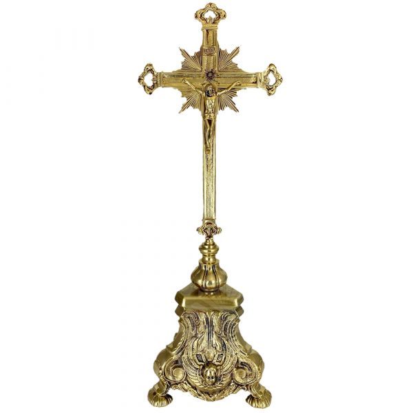 cruz de altar de bronce de 58 cm