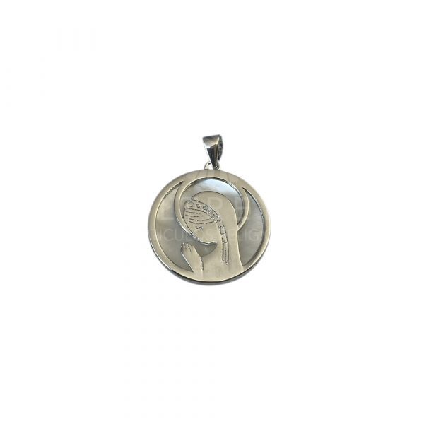 medalla virgen nácar plata