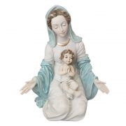 virgen con niño arrodillada