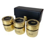 estuche 3 crismeras doradas