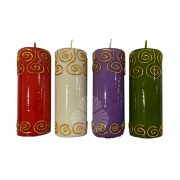 velas de adviento con cenefa pintada a mano