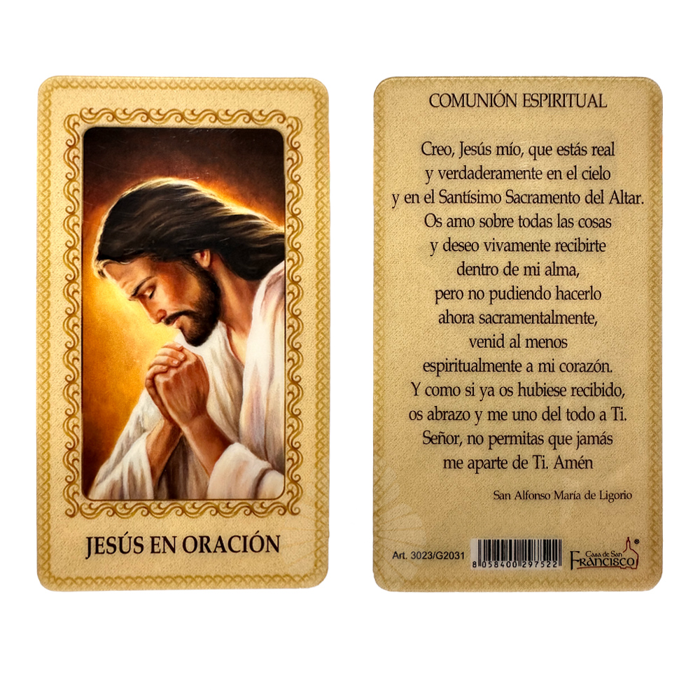 estampita jesús en oración