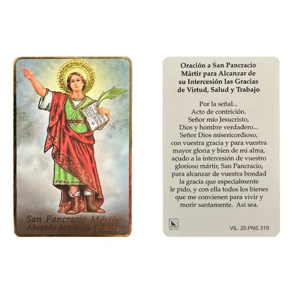 estampa con oracion san pancracio