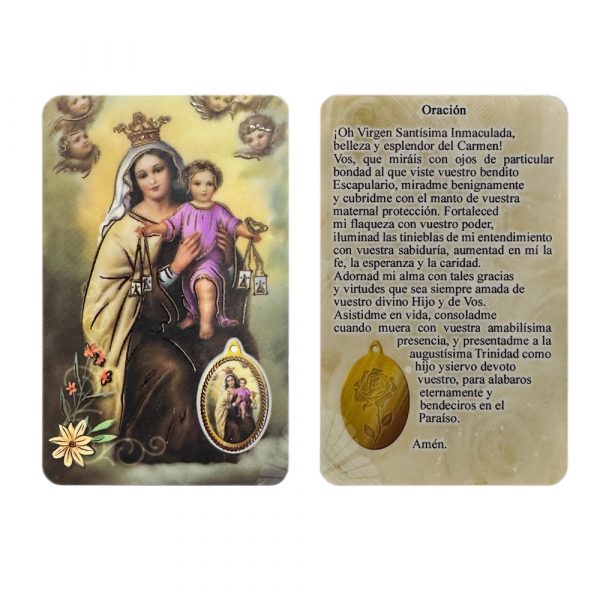 estampita medalla virgen del carmen
