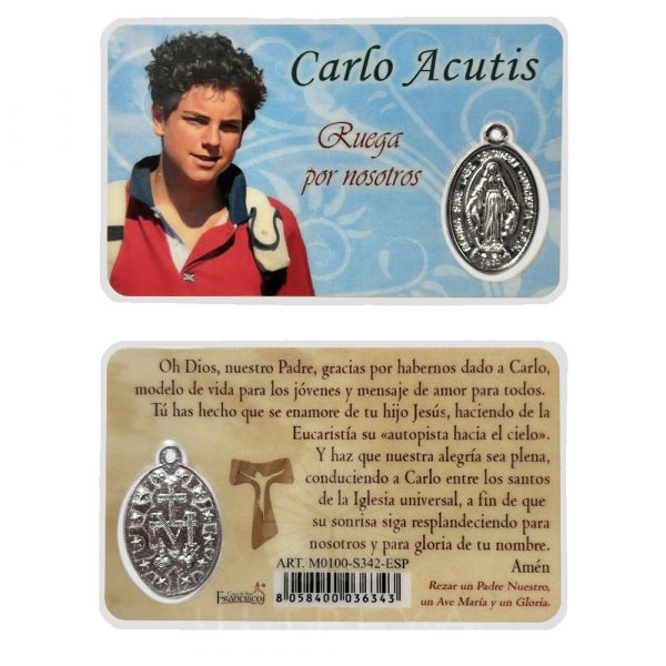 estampa carlo acutis con medalla