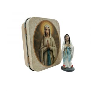 virgen de lourdes caja metal