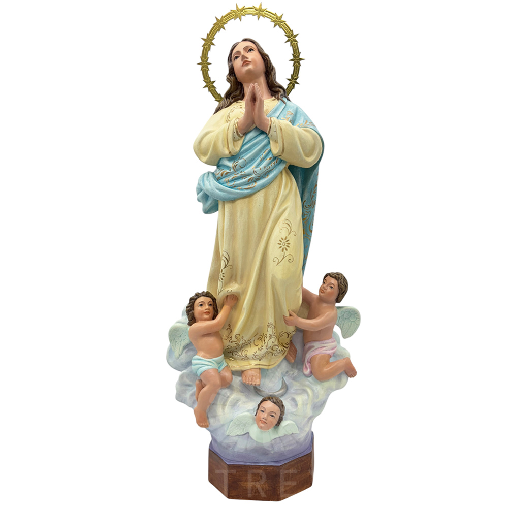 inmaculada de murillo en madera de tilo tallada y policromada