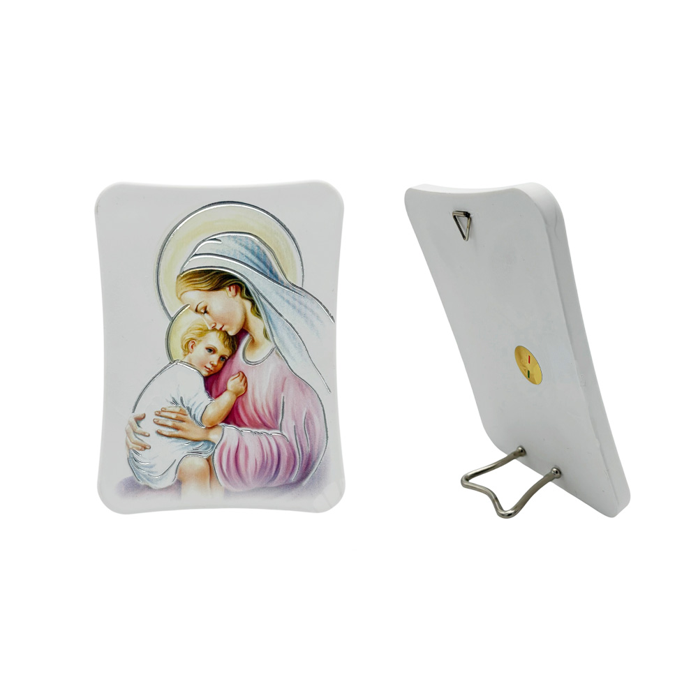 cuadrito blanco virgen con niño